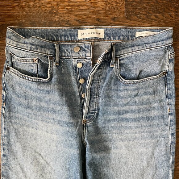 Denim Forum Aritzia Arlo High Rise Straight Button Fly Raw jeans-Sz 31 - Picture 3 of 15